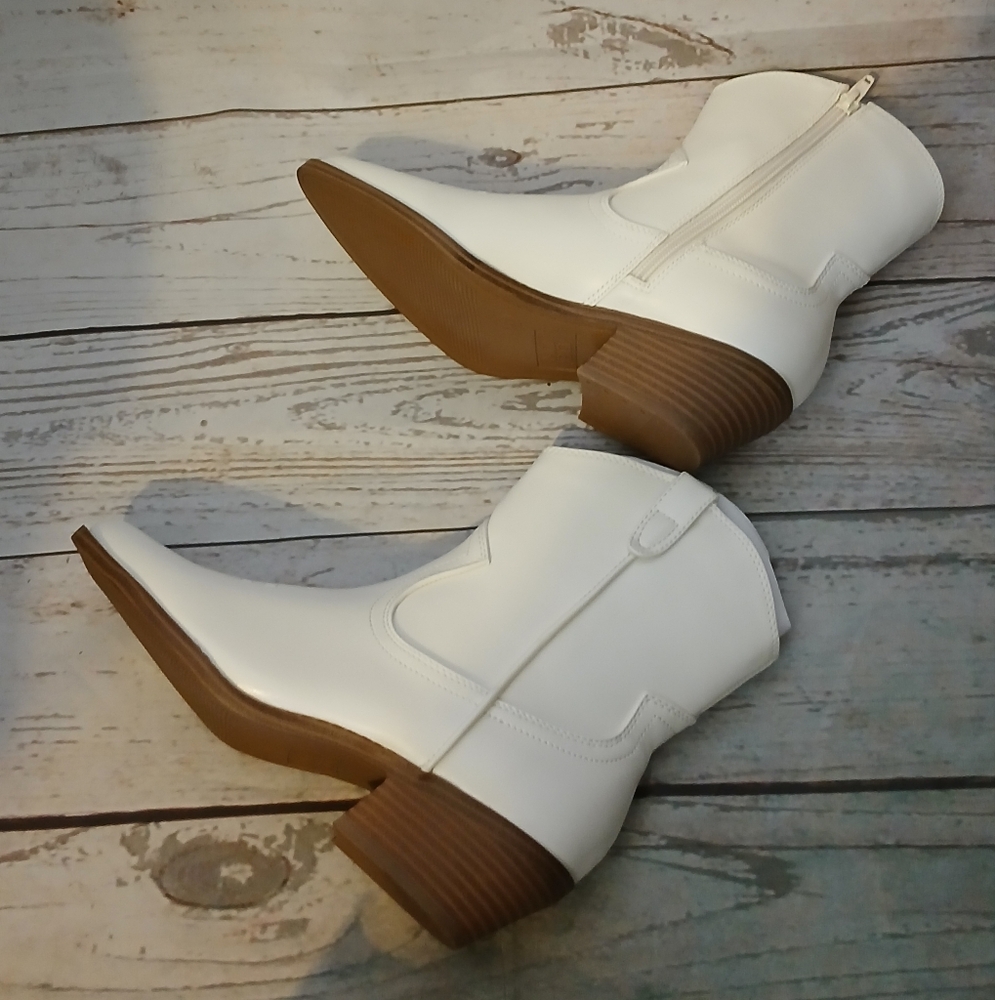 No Boundaries Women's Vinyl Cowboy Boots White Size 9